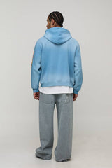 Oversized Boxy Washed Embellished M Graphic Distressed Zip Through Hoodie