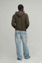 Oversized Washed Embroidered Loopback Hoodie