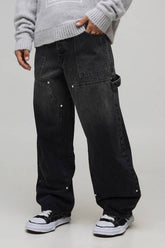 Super Baggy Washed Carpenter Hardware Detail Jeans