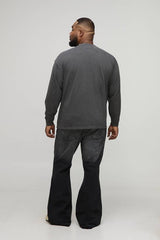 Plus Oversized Extended Neck Ski Mask Long-sleeved Print T-Shirt