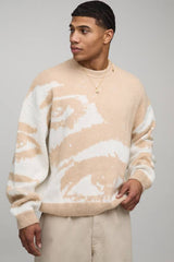 Oversized Boxy Brushed Eye Graphic Knitted Jumper
