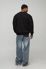 Black Oversized Buddy Elf Christmas License Printed Sweatshirt