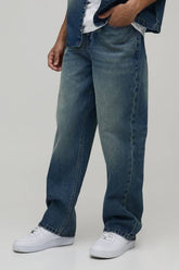 Relaxed Fit Washed Pocket Detail Jeans