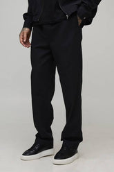 Tall Textured Woven Seersucker Jogger Waist Tapered Trousers
