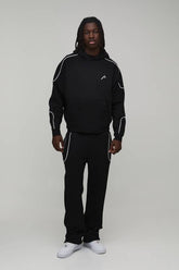 Oversized Boxy Piped Hoodie & Baggy Jogger Tracksuit