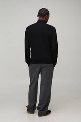 Regular Fit Ribbed 1/4 Zip Funnel Neck Jumper