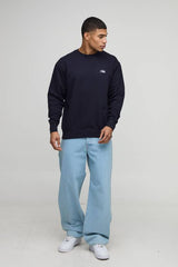 Navy Relaxed Fit Chalet Landscape Printed Sweatshirt