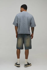 Oversized Boxy Washed Gothic Printed T-Shirt