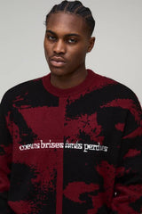 Oversized Boxy Gothic Graphic Brushed Knitted Jumper