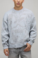 Oversized Boxy Gothic Distressed Knitted Jumper