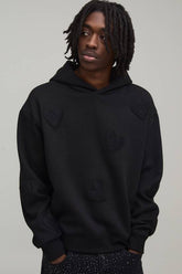 Oversized Boxy Heart Applique Hoodie