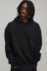 Oversized Boxy Heart Applique Hoodie