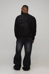 Plus Oversized Boxy Fluffy Cross Jacquard Knitted Jumper