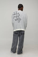 Tall Oversized Boxy Fluffy Cross Jacquard Knitted Jumper