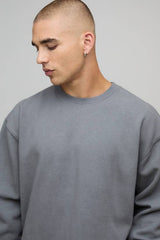 Charcoal Oversized Vintage Wash Printed Sweatshirt