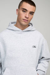 Ash Grey Oversized Boxy Brooklyn Over The Seams Print Hoodie