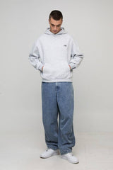 Ash Grey Oversized Boxy Brooklyn Over The Seams Print Hoodie