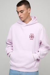 Washed Pink Regular Fit Tokyo Embroidered Hoodie