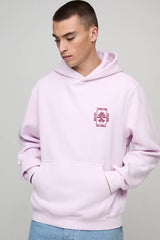 Washed Pink Regular Fit Tokyo Embroidered Hoodie