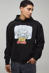 Black Oversized Boxy Disney Toy Story License Printed Hoodie