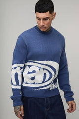 Tall Man Boxy Jacquard Knitted Jumper