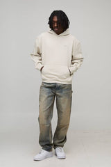 Stone Oversized Boxy Manhattan Over Seam Printed Hoodie