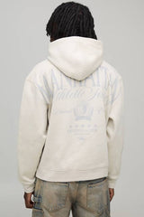 Stone Oversized Boxy Manhattan Over Seam Printed Hoodie