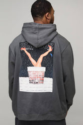 Plus Oversized Playboy Christmas License Printed Hoodie