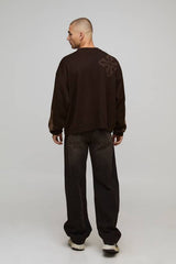 Oversized Boxy Cross Graphic Knitted Jumper