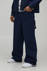 Pinstripe Carpenter Baggy Fit Jeans