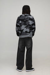 Oversized Boxy Ribbed Camo Knitted Jumper