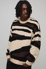 Oversized Boxy Brushed Animal Knitted Jumper
