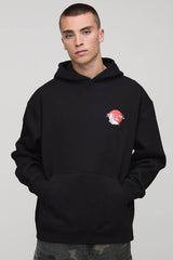 Black Oversized Tokyo Printed Hoodie