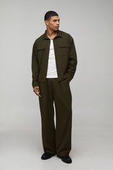 Pinstripe Oversized Shirt & Wide Leg Pleat Front Trouser Set