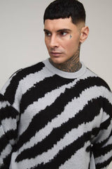 Tall Boxy Oversized Brushed Animal Knitted Jumper