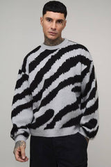 Tall Boxy Oversized Brushed Animal Knitted Jumper