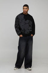 Oversized Boxy Skull Jacquard Knitted Jumper
