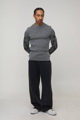 Muscle Fit Ribbed Gothic Knitted Jumper