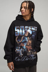 Oversized 50 Cent License Printed Hoodie