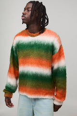 Oversized Boxy Ombre Fluffy Knitted Jumper