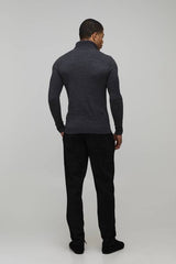 Muscle Fit Roll Neck Knitted Jumper