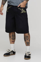 Baggy Rigid Floral Embroidered Shorts