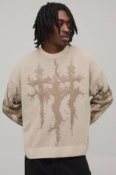 Relaxed Boxy Gothic Ribbed Knitted Jumper