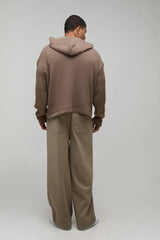 Relaxed Boxy Ribbed Knitted Hoodie