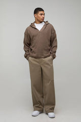Relaxed Boxy Ribbed Knitted Hoodie