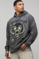 Oversized Motorhead License Printed Hoodie