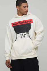 Oversized Foo Fighters License Printed Hoodie