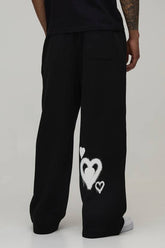 Wide Leg Drop Crotch Heart Printed Jogger
