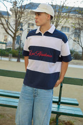 Oversized La Residence Embroidered Stripe Rugby Polo