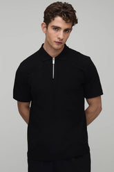Slim Fit 1/4 Zip Pique Polo